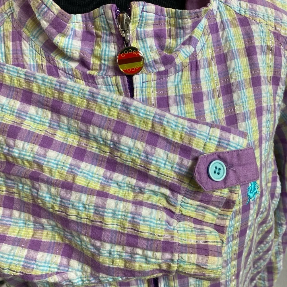 Vintage Coogi Australia Purple Harrington Plaid Full Zip Jacket Classic Fit 6/L